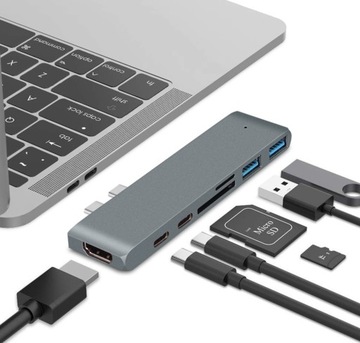 Адаптер 7в1 USB-C HDMI 4K SD для Macbook Pro Air
