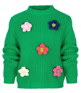 Очаровательный свитер с зелеными цветами 158 164