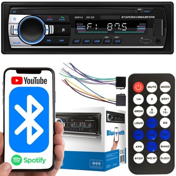 Автомобільний радіоприймач Bluetooth 1-DIN USB AUX SD мікрофон пульт дистанційного керування батарея комплект