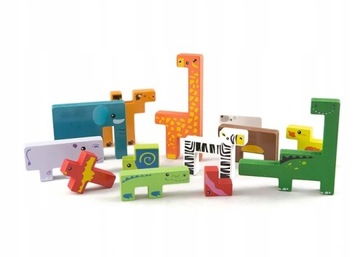 Тетрис животные строительные блоки деревянная головоломка игра