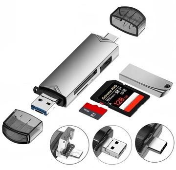 6IN1 кард-ридер USB адаптер USB-C SD MicroSD