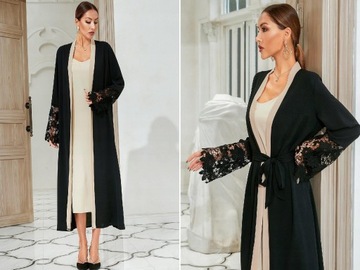 J003R69 КИМОНО ЧЕРНАЯ НАКИДКА КРУЖЕВА ABAYAS 34