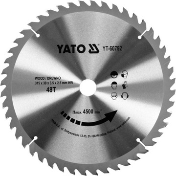 Диск для дерева 315x48tx30mm Yato