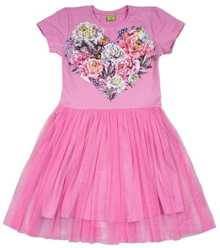 Розовое платье сердце тюль цветы 134 CK73