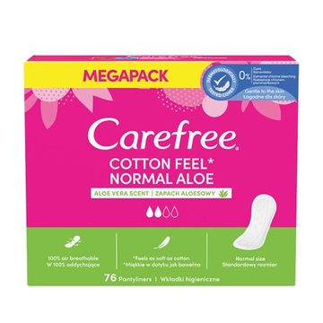 CAREFREE Cotton Feel Normal гігієнічні прокладки запах алое 76шт