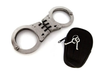 Полицейские наручники стальные шарнирные жесткие ключи защита 001