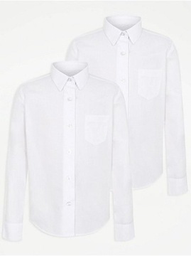 Рубашка для мальчиков, белая, с длинным рукавом, 2 штуки, 98-104 см, 3-4 года