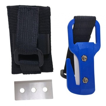 de-Scuba Diving Line Cutter Cutting Tool with Sheath, fishing Net Line Blue
