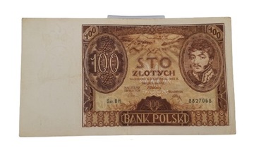 Стара Польська колекційна банкнота 100 злотих 1934