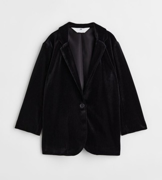 H & M бархатное пальто блейзер для девочки черный 98