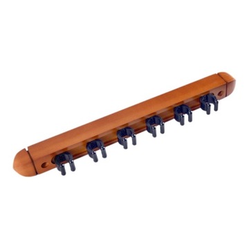 6 Place Pool Cue Holder Storage Solid Wood Pool Cue Rack for Walnut color