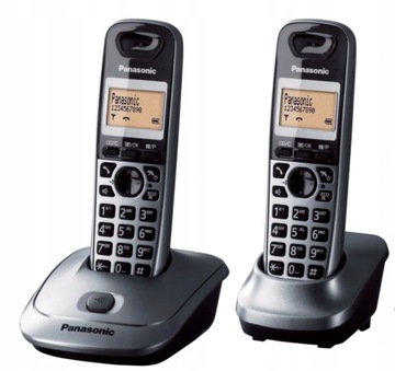 Panasonic KX-TG2512 телефон 2 наушники серый ЖК-дисплей