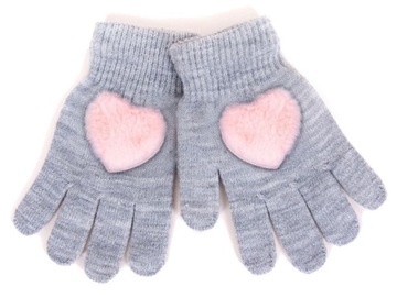 5-пальцеві рукавички з хутряним серцем 122 128