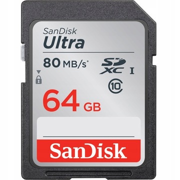 SANDISK 64GB SD SDXC Class 10 ULTRA + 80MB / S UHS-1