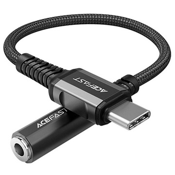 Acefast аудио кабель USB C-3,5 мм мини джек (женский) 18см, ЦАП, AUX черный