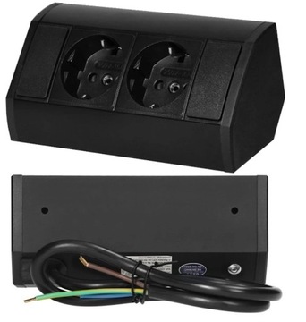 Orno подвійна кухонна розетка 2x2p + з Schuko з кабелем чорний