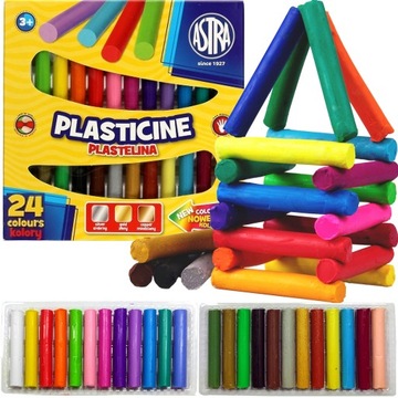 24 ярких цвета пластилин ASTRA школьная классическая круглая эластичная