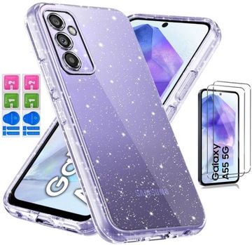 Чехол для SAMSUNG GALAXY A55 5G силиконовый блестящий чехол + 2X защитное стекло