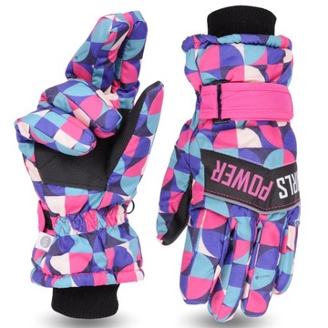 Лыжные перчатки зимние детские пятипалые теплые для девочек