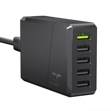 Быстрое зарядное устройство адаптер питания 52w Green Cell 5X USB - A + кабель переменного тока 1.2 m