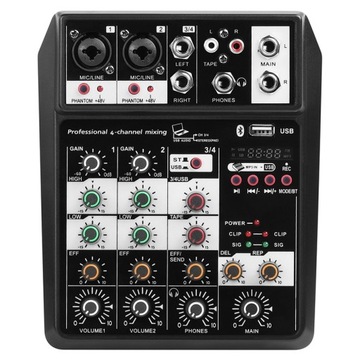 Mini 4 Channel Audio Mixer DJ Console with Sound