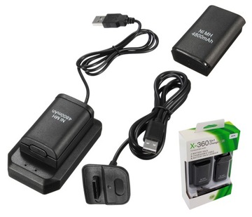 Зарядное устройство док-станция для MICROSOFT XBOX 360 2X батарея + USB кабель KX7A