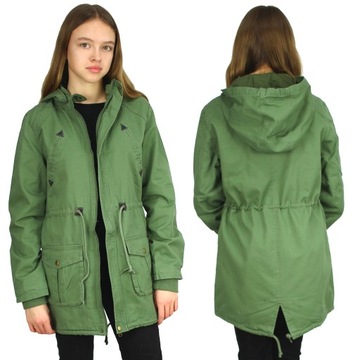 Куртка весняна парку пальто з капюшоном виробник зелений 146/152