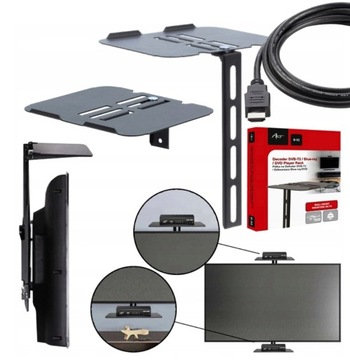Полиця під ТВ-тюнер DVB-T2 DVD настінний / для підвісного ТВ + кабель HDMI