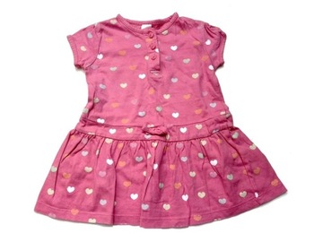 Детское клубное малиновое платье-туника с сердечками 68