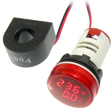 индикатор 230 В 400 в 22 мм вольтметр + амперметр светодиодный красный измеритель