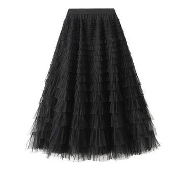 Детская юбка из тюля черного цвета с оборками для девочки 8 лет