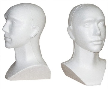 Дисплей головы пенополистирола мужчины-манекен головы пенополистирола белый