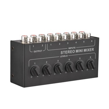Mini Stereo 6 Channel Passive Mixer RCA Portable