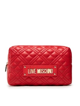 Love Moschino красная кожаная косметичка женская с логотипом элегантная на молнии