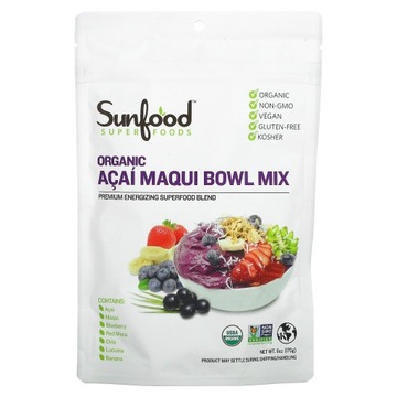 Sunfood, Superfoods, органічна суміш Acai Maqui Bowl, 6 унцій (170 г)