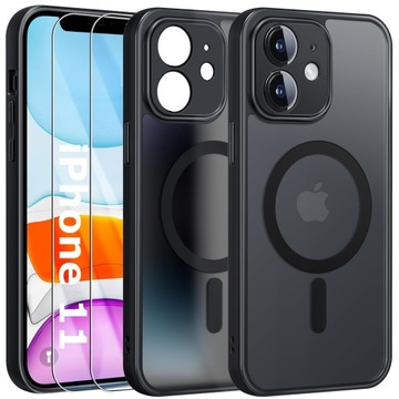 Чохол для IPHONE 11 для Magsafe матовий Магнітний посилений + 2x скло 9H