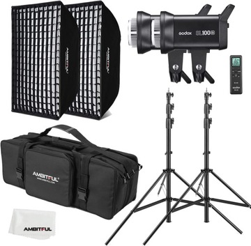 Godox SL100Bi 2x комплект + 60 x 90 см софтбокс сумка пульт дистанційного керування штативи