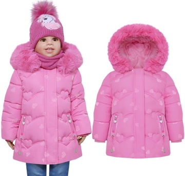 4015 зимняя куртка для девочек меховой капюшон r 104/110