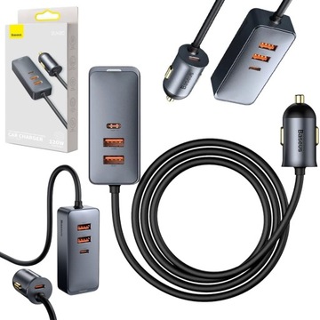 ШВИДКИЙ АВТОМОБІЛЬНИЙ ЗАРЯДНИЙ ПРИСТРІЙ BASEUS 2X USB 2 USB C QC 4.0 PD 120W