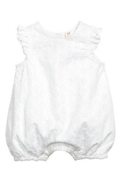 H & M rampers комбинезон белый для лета новорожденный 56 вышитый хлопок