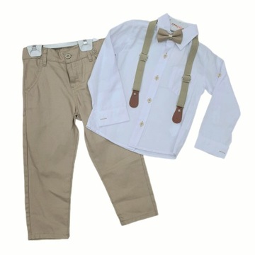 Комплект для мальчика 4 шт.: рубашка, брюки, подтяжки, муха р. 92
