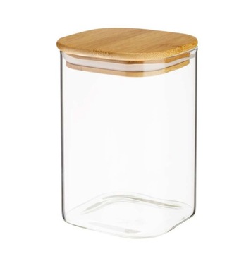 Контейнер стеклянная банка с бамбуковой крышкой 1 литр