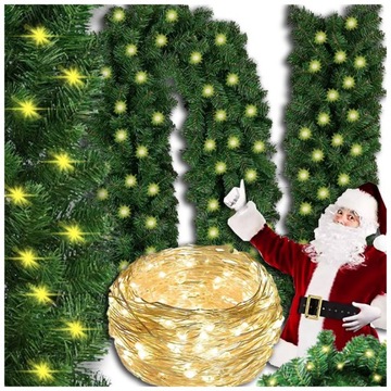 Рождественская гирлянда, рождественская елка, 3 м, сказочные огни, 7 м, светодиодная цепочка 70, зеленая
