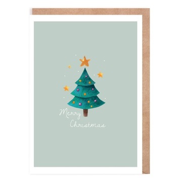 Рождественская открытка + конверт рождественская елка