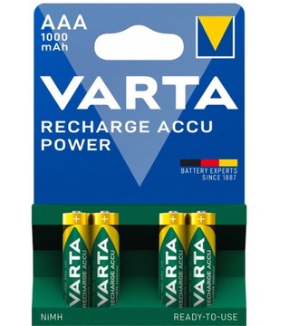 4X аккумуляторные батареи (NiMH) батареи VARTA R3AAA 1000mAh