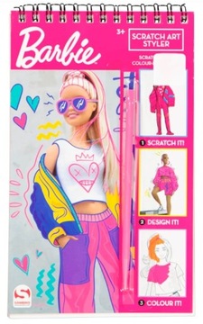 Barbie Scratch Art Styler скретч-книжка-раскраска 15 рисунков скретч-стилус