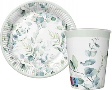 16шт эвкалипт Boho бумажные тарелки чашки день рождения набор