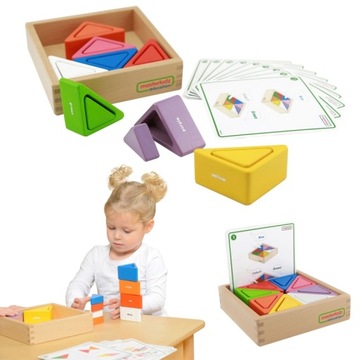 Дерев'яна гра для дітей барвисті блоки і чашки трикутники Masterkidz Mon