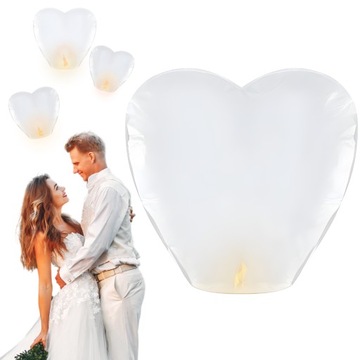 Великий ліхтар щастя Китайське літаюче біле серце для весільної вечірки XXL 95 см