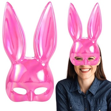 Маска кролика Playboy рожева карнавальна маска напівмаска кролик заєць